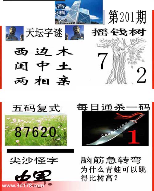 3d第2014201期香港彩报：西边木 闺中土