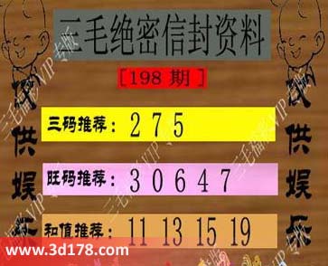 3d三毛图库第2015198期旺码推荐：30647