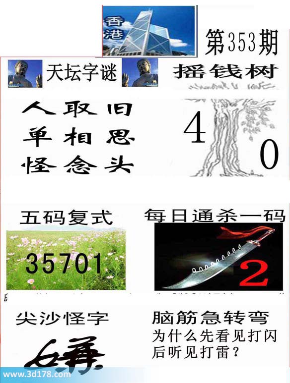 福彩3d之家第2013353期香港彩报：杀一码2