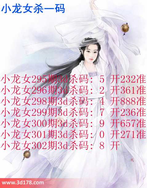 小龙女3d第2015302期杀码图推荐：杀一码8