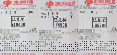 福彩3d第2019303期倍投中奖票样