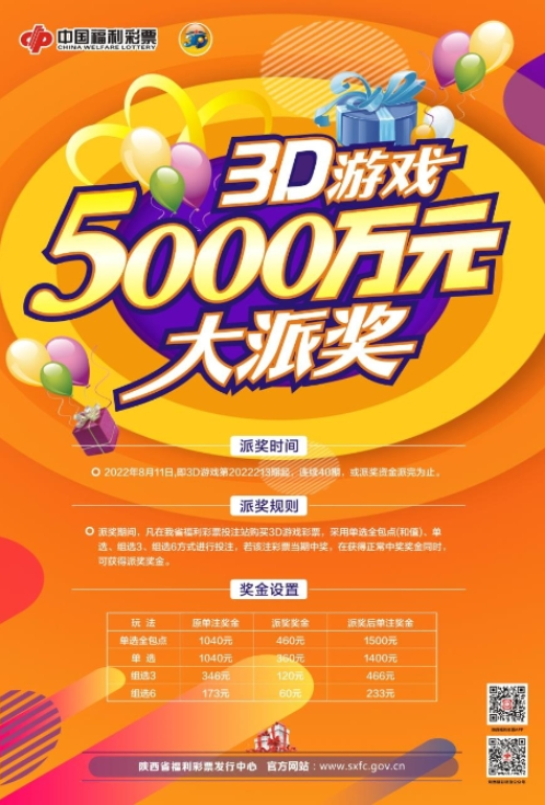 福彩3D5000万大派奖