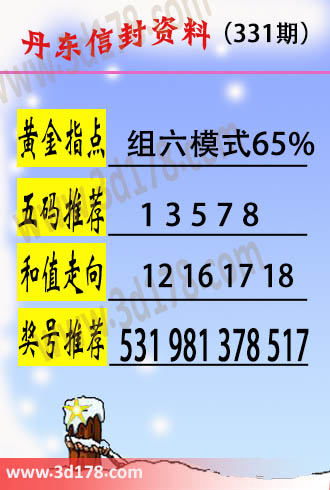 丹东信封资料图3d第2023331期黄金指点：组六模式65%