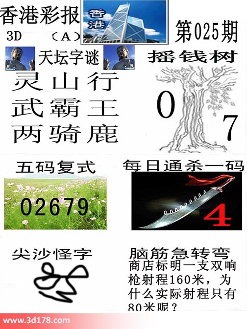 香港彩报3d第2024025期天坛字谜：灵山行